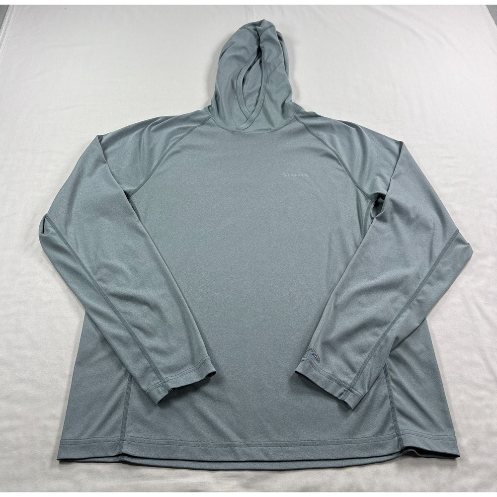 Simms Fishing Shirt Mens Medium Blue Solarflex Hoodie Lightweight Pullover